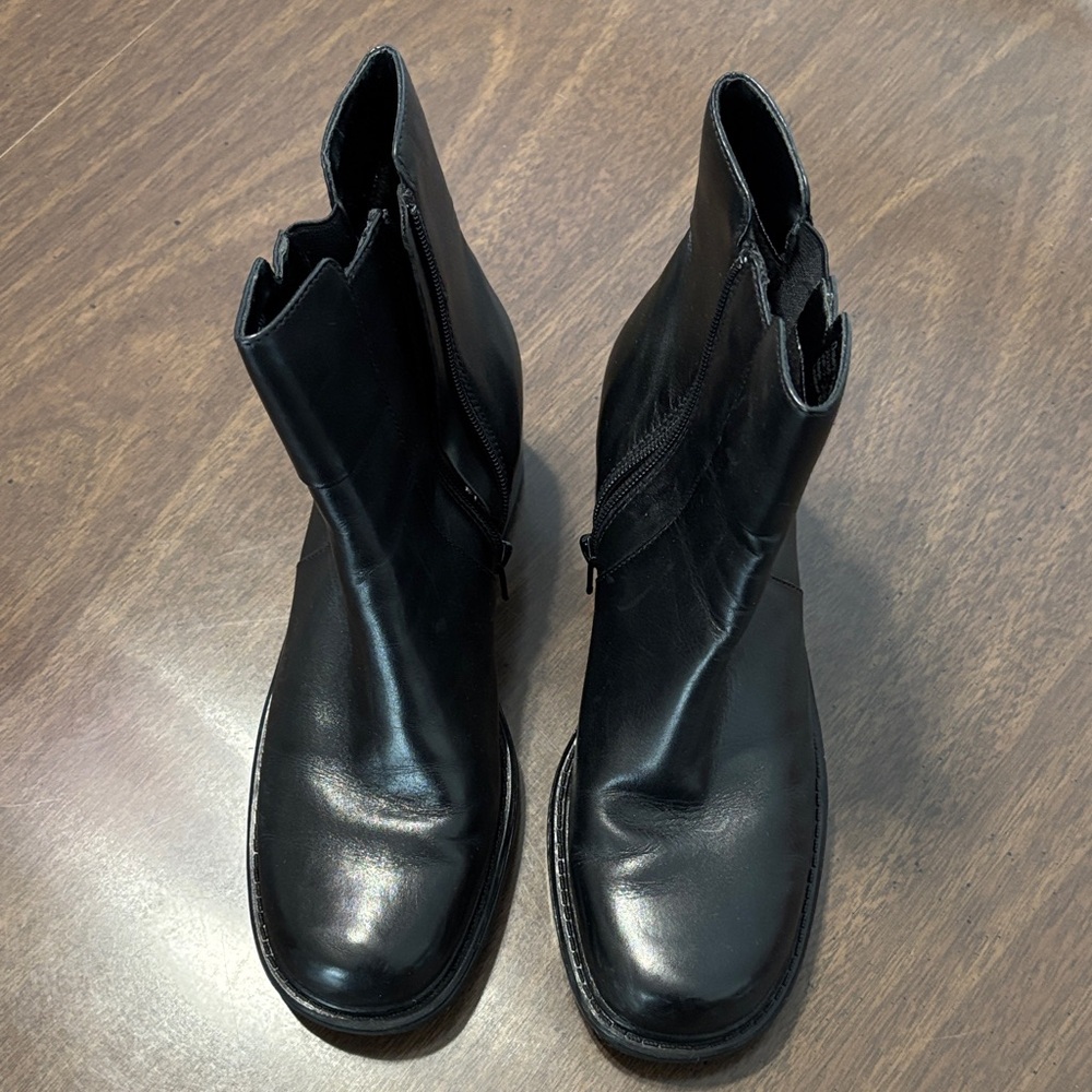 Covington Black Leather Boots with Rugged Soles
